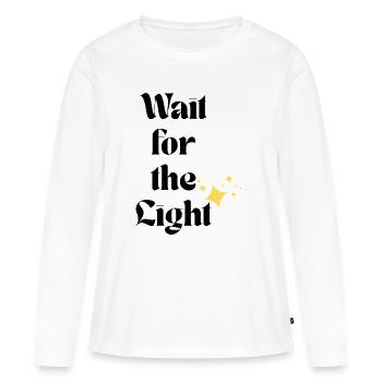 Warte auf das Licht Retro-Typografie funkelt - Frauen Premium Bio Langarmshirt - Weiß - Vorne - Julia (174cm)