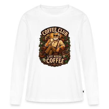 La vie au club de café a besoin de café - T-shirt manches longues Premium bio Femme - blanc - Devant - Julia (174cm)