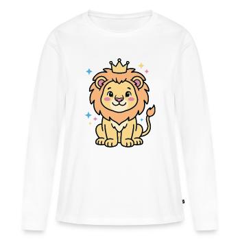 Lionceau couronné chic pastel - T-shirt manches longues Premium bio Femme - blanc - Devant - Julia (174cm)