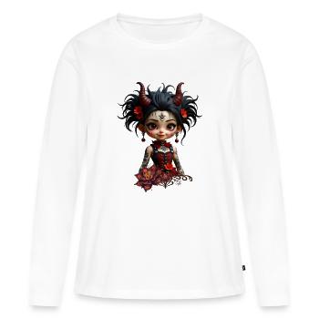 Chibi lotus gothique - T-shirt manches longues Premium bio Femme - blanc - Devant - Julia (174cm)