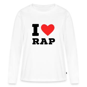 Ich liebe Rap - Frauen Premium Bio Langarmshirt - Weiß - Vorne - Julia (174cm)