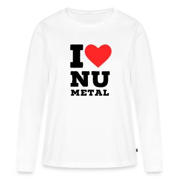 J’adore le nu metal - T-shirt manches longues Premium bio Femme - blanc - Devant - Julia (174cm)