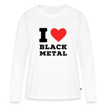 J’adore le black metal - T-shirt manches longues Premium bio Femme - blanc - Devant - Julia (174cm)