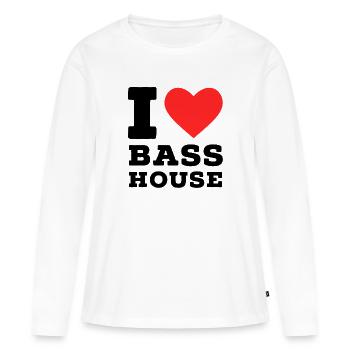 J’adore la bass house - T-shirt manches longues Premium bio Femme - blanc - Devant - Julia (174cm)