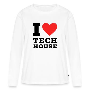 Ich liebe Tech House - Frauen Premium Bio Langarmshirt - Weiß - Vorne - Julia (174cm)