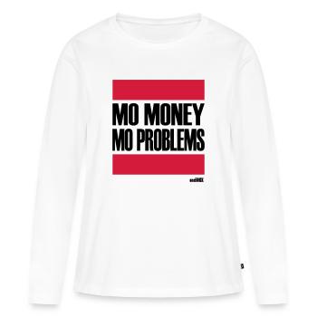 PROBLÈMES PLUS PLUS D'ARGENT - T-shirt manches longues Premium bio Femme - blanc - Devant - Julia (174cm)