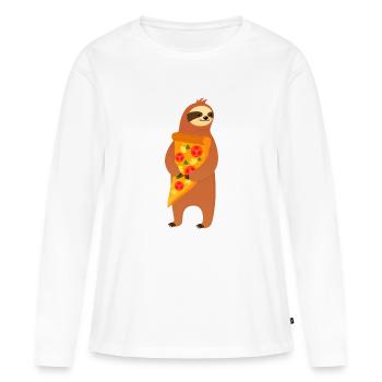 Sloth With Pizza Slice - Frauen Premium Bio Langarmshirt - Weiß - Vorne - Julia (174cm)