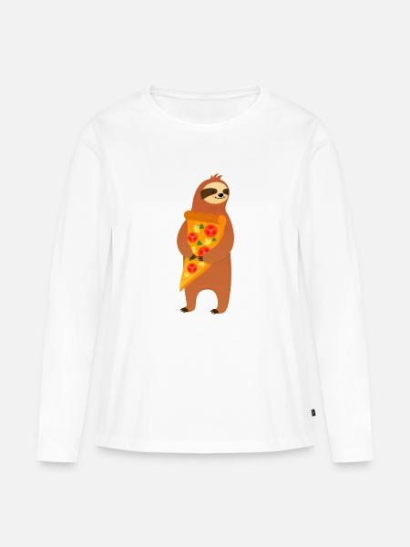 Sloth With Pizza Slice - Frauen Premium Bio Langarmshirt - Weiß