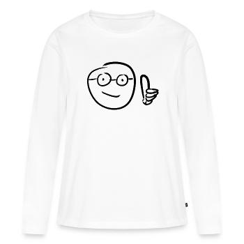 daumen hoch - Frauen Premium Bio Langarmshirt - Weiß - Vorne - Julia (174cm)