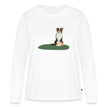 Berger australien - T-shirt manches longues Premium bio Femme - blanc - Devant - Julia (174cm)