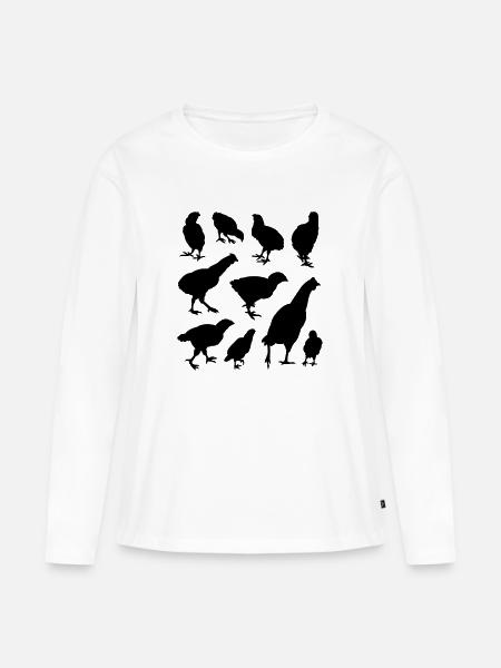 Hühner - Frauen Premium Bio Langarmshirt - Weiß