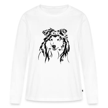 Collie - Frauen Premium Bio Langarmshirt - Weiß - Vorne - Julia (174cm)
