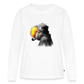 fumeurs singe - T-shirt manches longues Premium bio Femme - blanc - Devant - Julia (174cm)