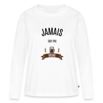 Jamais sans ma brune - T-shirt manches longues Premium bio Femme - blanc - Devant - Julia (174cm)