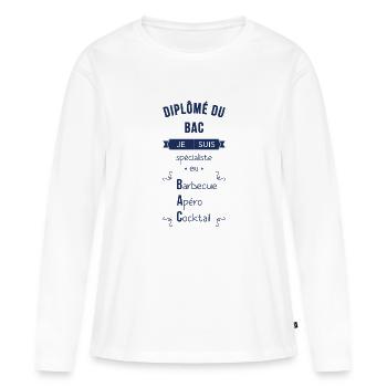 Spécialiste en BAC - T-shirt manches longues Premium bio Femme - blanc - Devant - Julia (174cm)