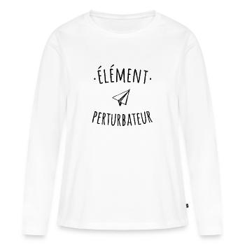 élément perturbateur - T-shirt manches longues Premium bio Femme - blanc - Devant - Julia (174cm)