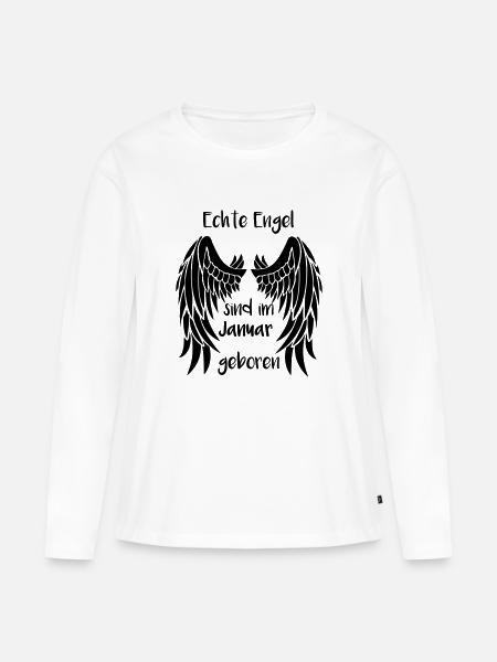 Engel Januar Geburtstag Geschenk Monat Flügel - Frauen Premium Bio Langarmshirt - Weiß