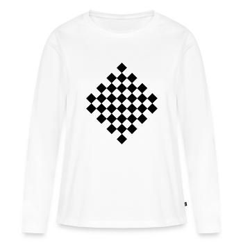 Schachbrett - Frauen Premium Bio Langarmshirt - Weiß - Vorne - Julia (174cm)
