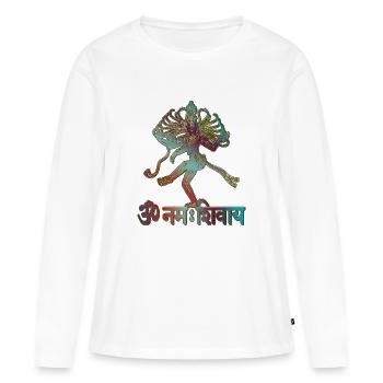 SHIVA - Om Namah SHIVAYA - T-shirt manches longues Premium bio Femme - blanc - Devant - Julia (174cm)