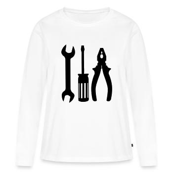 Outil mécanique - T-shirt manches longues Premium bio Femme - blanc - Devant - Julia (174cm)
