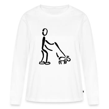 Walkies chien - T-shirt manches longues Premium bio Femme - blanc - Devant - Julia (174cm)