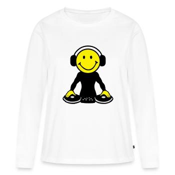 DJ - T-shirt manches longues Premium bio Femme - blanc - Devant - Julia (174cm)