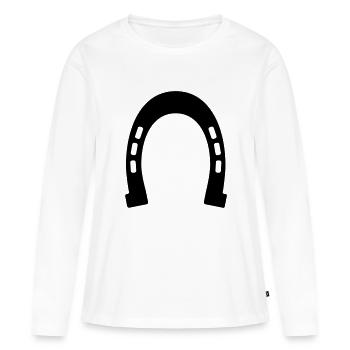 Sabot de cheval - T-shirt manches longues Premium bio Femme - blanc - Devant - Julia (174cm)