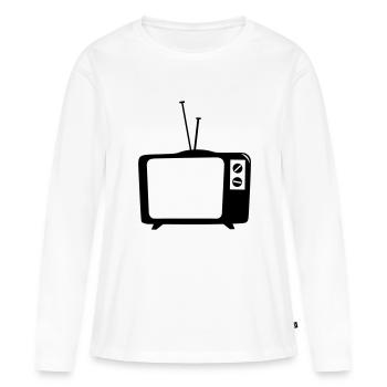 TV, TV, télé, télé à écran plat, led, écran, tube, - T-shirt manches longues Premium bio Femme - blanc - Devant - Julia (174cm)