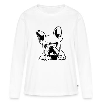 Bulldog Français - T-shirt manches longues Premium bio Femme - blanc - Devant - Julia (174cm)