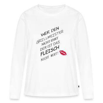 Fleisch nicht wert - Frauen Premium Bio Langarmshirt - Weiß - Vorne - Julia (174cm)