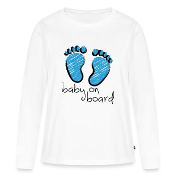 Bébé de slogan à bord. petit garçon est à venir - T-shirt manches longues Premium bio Femme - blanc - Devant - Julia (174cm)