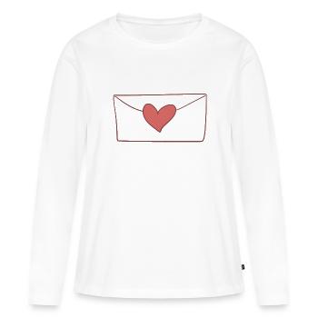 lettre de cœur amour - T-shirt manches longues Premium bio Femme - blanc - Devant - Julia (174cm)