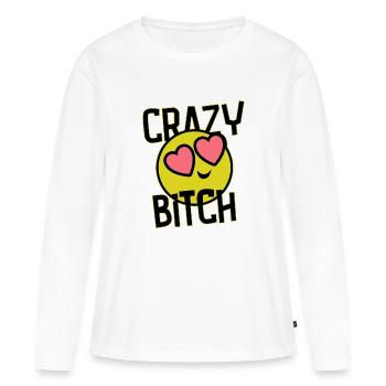 Crazy drôle sexy sourire selfie - T-shirt manches longues Premium bio Femme - blanc - Devant - Julia (174cm)
