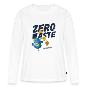 Zero waste, planet B - Frauen Premium Bio Langarmshirt - Weiß - Vorne - Julia (174cm)