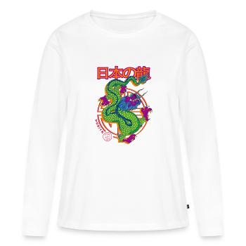 Dragon chinois - T-shirt manches longues Premium bio Femme - blanc - Devant - Julia (174cm)