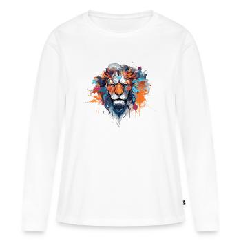 colorful Art: Lion - Frauen Premium Bio Langarmshirt - Weiß - Vorne - Julia (174cm)