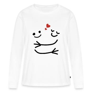 Eine liebevolle Umarmung - Geschenkidee zum Valentinstag - Frauen Premium Bio Langarmshirt - Weiß - Vorne - Julia (174cm)