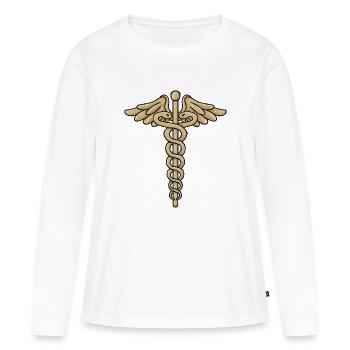Caduceus, Staff of hermes - Women's Premium Organic Long Sleeve Shirt - white - Front - Julia (174cm)