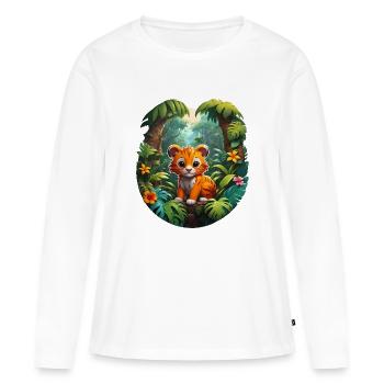 Sensation d’été - T-shirt manches longues Premium bio Femme - blanc - Devant - Julia (174cm)