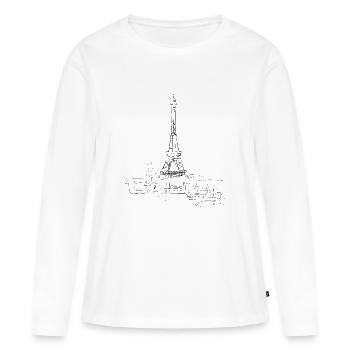 Photo contour de Paris - T-shirt manches longues Premium bio Femme - blanc - Devant - Julia (174cm)