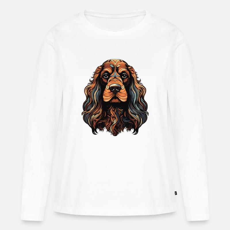 Hund Cavalier King English Cocker Spaniel - Frauen Premium Bio Langarmshirt - Weiß