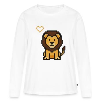 Lion Pixel - T-shirt manches longues Premium bio Femme - blanc - Devant - Julia (174cm)