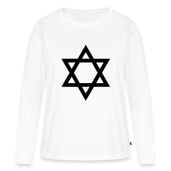 davidstern - Frauen Premium Bio Langarmshirt - Weiß - Vorne - Julia (174cm)