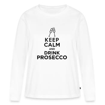 Keepcalm Prosecco Noir - T-shirt manches longues Premium bio Femme - blanc - Devant - Julia (174cm)