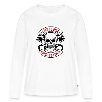 Live to ride Skull black - Frauen Premium Bio Langarmshirt - Weiß - Vorne - Julia (174cm)