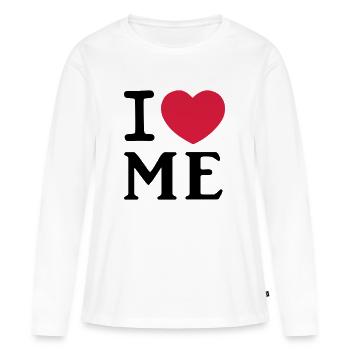 Je me aime Logo coeur - T-shirt manches longues Premium bio Femme - blanc - Devant - Julia (174cm)