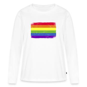 LGBTQ CSD Rainbow Flag Coloré - T-shirt manches longues Premium bio Femme - blanc - Devant - Julia (174cm)
