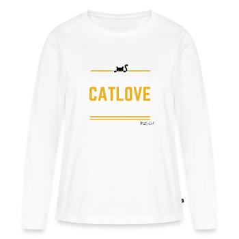 Catlove - Das Must-Have für alle Katzenfans! - Frauen Premium Bio Langarmshirt - Weiß - Vorne - Julia (174cm)