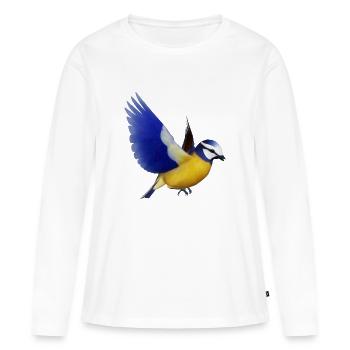 blaumeise,meise,vogel,tier - Frauen Premium Bio Langarmshirt - Weiß - Vorne - Julia (174cm)