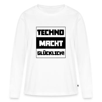 Techno rend heureux! - T-shirt manches longues Premium bio Femme - blanc - Devant - Julia (174cm)